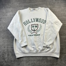 VINTAGE Sweatshirt Mens 2XL XXL White Hollywood California Movie Film USA Made