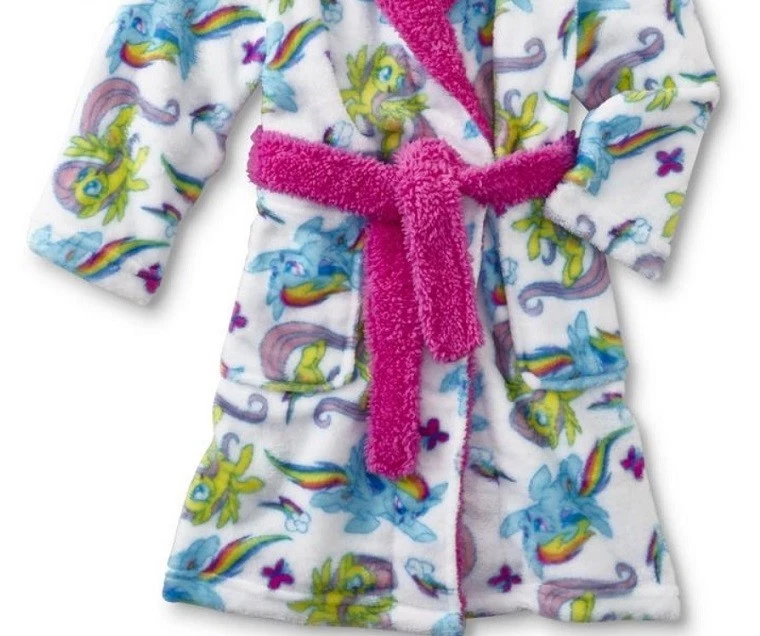 My Little PONY Bata de Baño Niña 4 NUEVA Felpa Rosa Borde Albornoz Arco Iris Tablero Nuevo con Etiquetas Foto 3 de 4