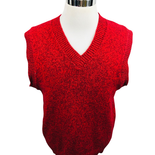 LL Bean Mens Sweater Vest Red V Neck 