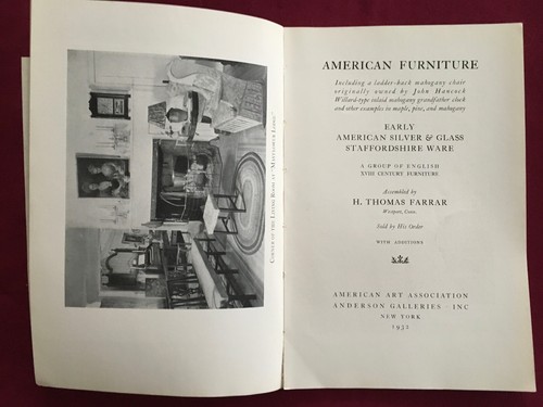 Farrar Collection Antique American Furniture & Antiques- 1932 NY Auction Catalog - Foto 2 di 3