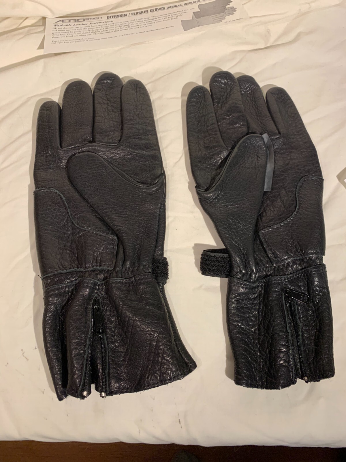 Men's Black Elkskin Motorcycle Gloves Gauntlet size 10.5 eBay