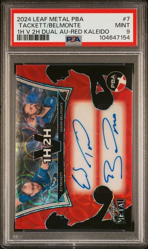 2024 Leaf Metal PBA Jason Belmonte - EJ Tackett Kaleido Red Auto PSA 9 5/8 - 第 1/2 張圖片