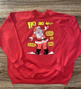 Vintage Bad Santa bêbado erva maconha Natal Anos 80 algodão mescla Moletom Xl | eBay