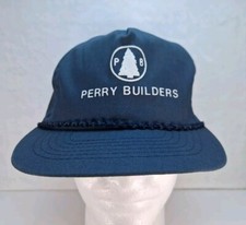 Vintage Perry Builders Trucker Hat Cap Rope S...