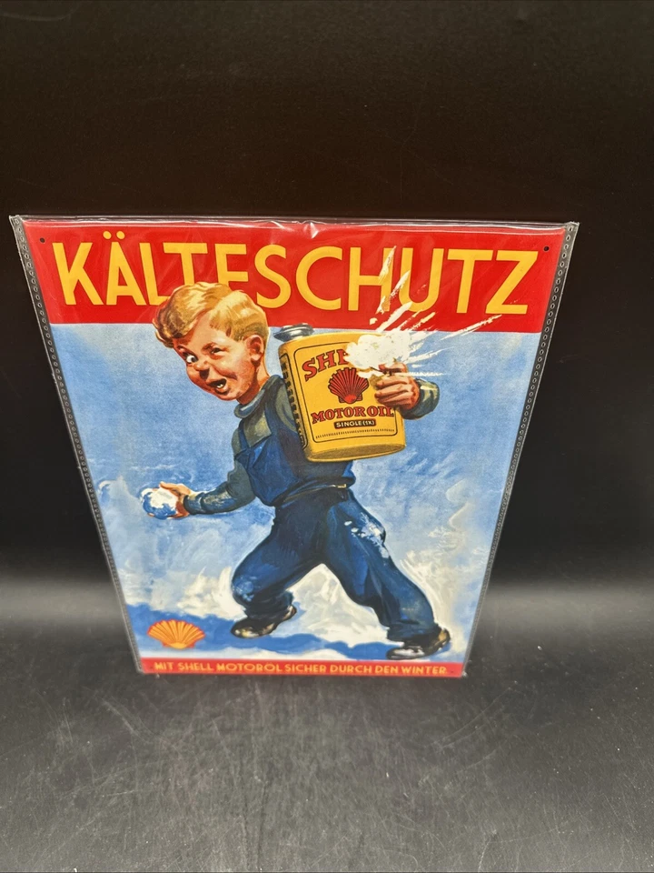 Sehr seltenes limitiertes Blechschild "Shell Kälteschutz" Erhabenes Motiv! I.6 - Bild 2 von 4