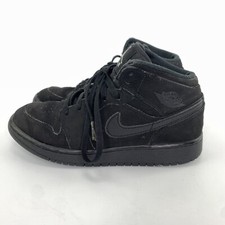 NIKE Air Jordan 1 Mid Retro Triple Black Basketball Shoes 554725-040 Size 5 Y