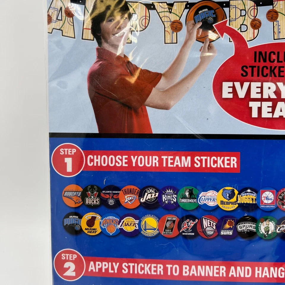 2011 NBA Happy Birthday Banner Customizable Team 7.5 ft Long 30 Stickers - Image 4 of 4