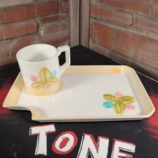 Rectangle Snack Ceramic Plate And Cup Made In Japan 9 3/4" x 6 1/8"