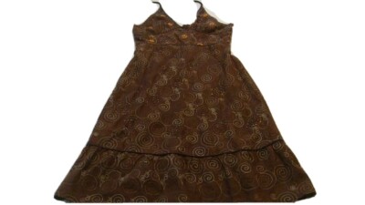 PLANET BLUE Malibu Country Mart PUNKY GIRL Halter Sundress Brown Beaded Ruffle