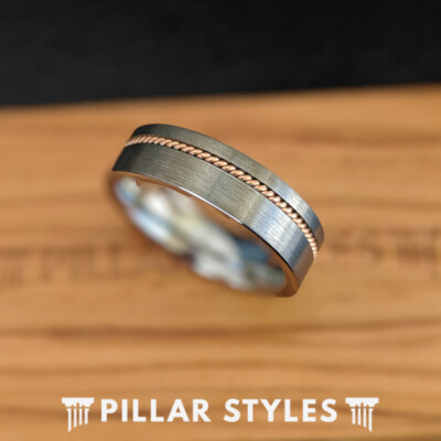 6mm Guitar String Ring Mens Wedding Band Silver Tungsten Rings Mens Guitar Ring