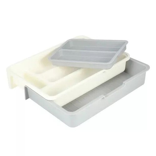 3 In 1 Expandable Cutlery Drawer Tray Utensil Organiser Plastic Dish RackKitchen - Picture 5 of 18