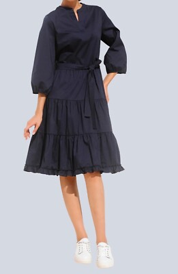 Alba Moda Kleid Freizeitkleid Sommerkleid Partykleid Baumwolle blau 36 40 46 48