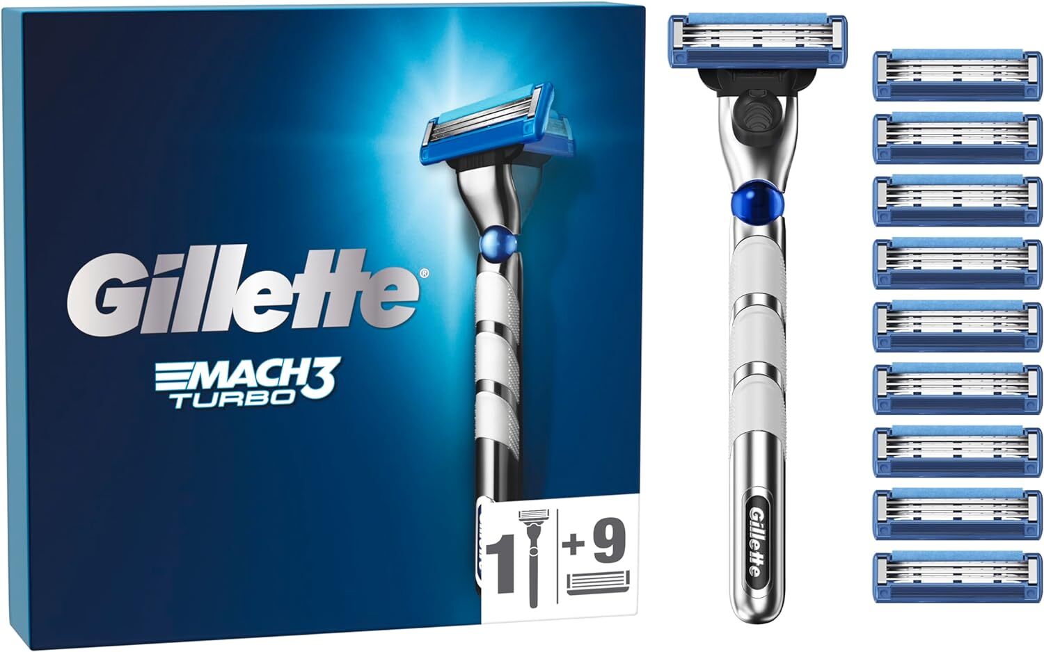 Gillette Mach3 Turbo RASOIO UOMO, Lame Rasoio a 1 unità (Confezione da 1)