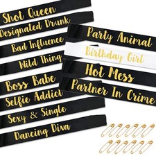 12Pcs Birthday Sashes for Women Girls, 1pcs White Birthday Girl Sash  11pcs ...