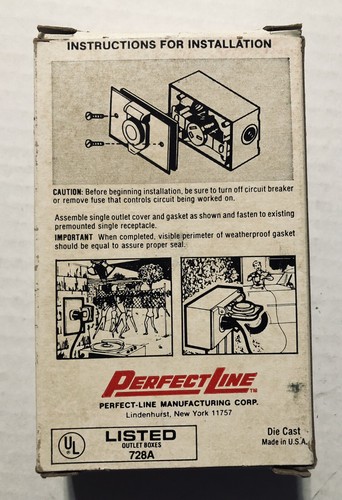 NOS Perfect-Line Single Weatherproof Outlet Cover w Gasket no. WR74C Die Cast - Picture 6 of 8