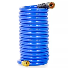 Camco Coiled Water Hose Self-Coiling 20 Foot Blue 893621