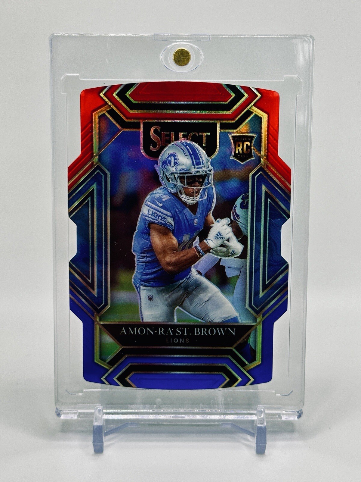 2021 Panini Select Club Level Red Blue Prizm Die-Cut Amon-Ra St. Brown #273 RC