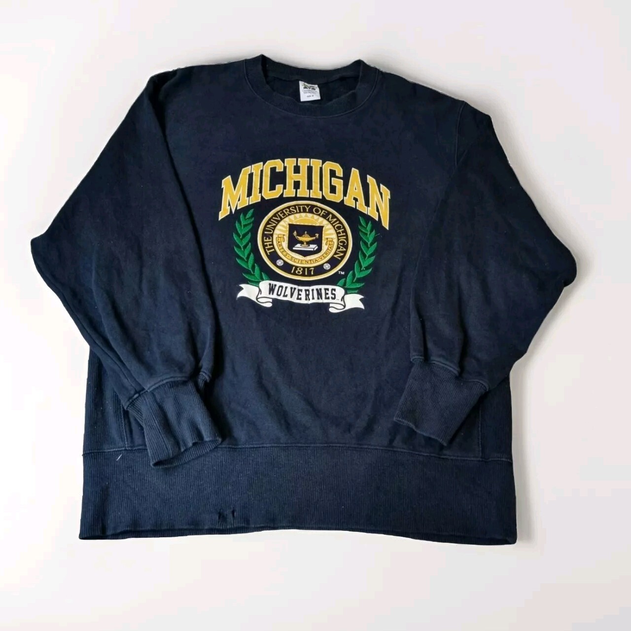 Sweatshirt Michigan Wolverine USA On A University Tag Blue Mens Size M-image