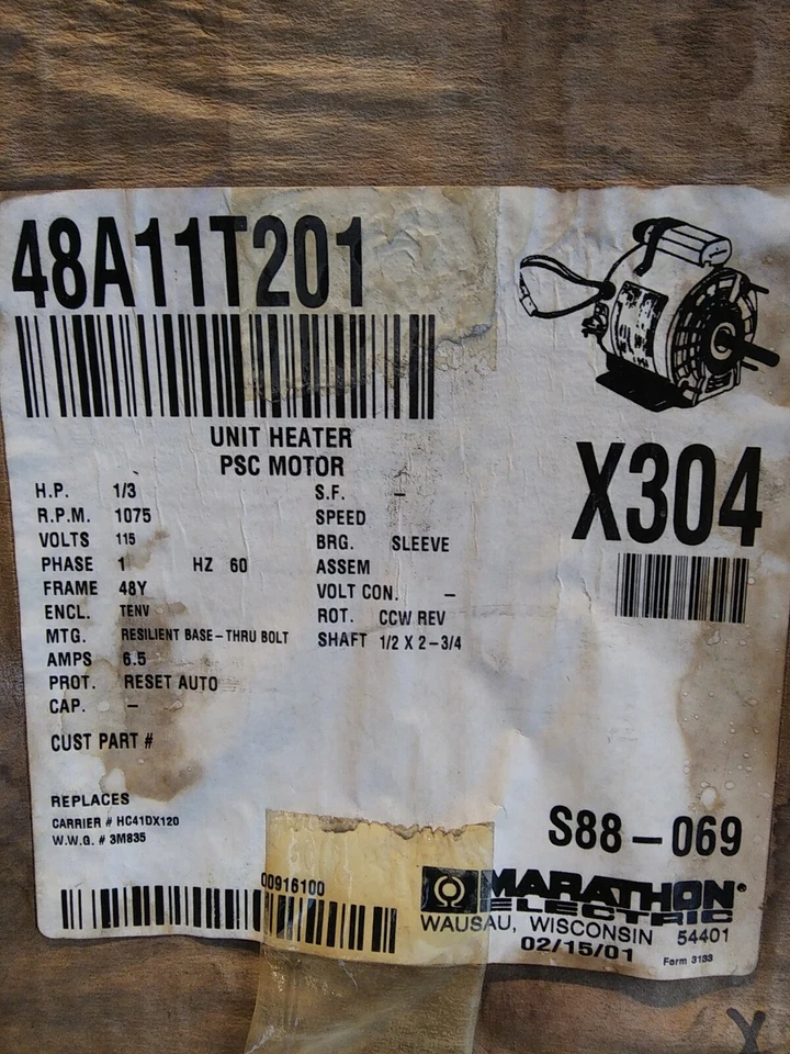 Unidad eléctrica 48A11T201 Marathon calentador motor PSC Foto 3 de 4