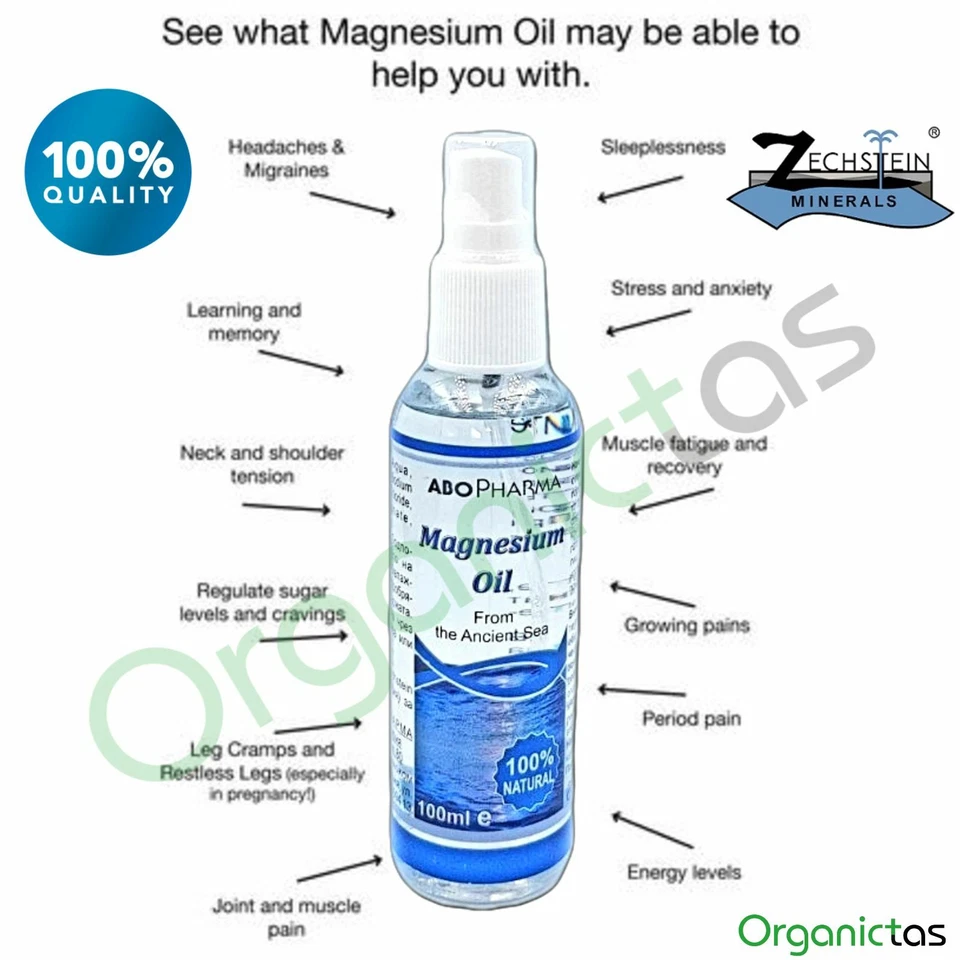 100% натуральное МАСЛО МОРСКОГО МАГНИЯ спрей, чистые 31% древние минералы Зехштейна 100 мл - Изображение 3 из 4