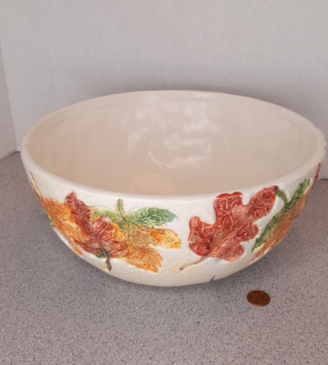 Home Trends Ceramic 10'' Harvest Bowl Fall Acorns Leaves CKAO