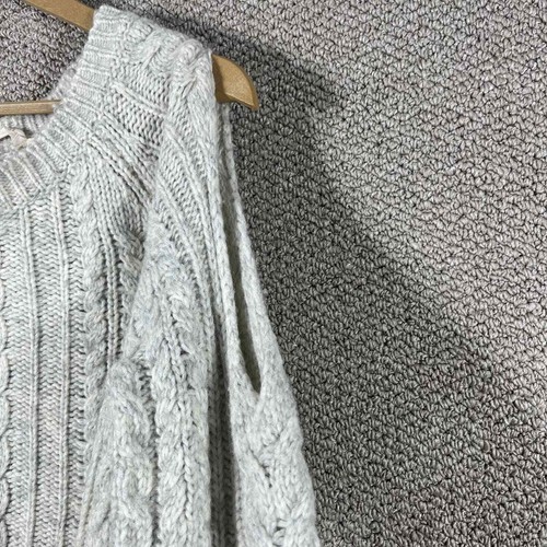 Soft Surroundings Sweater Womens XL Gray Wool Blend Cold Shoulder Cable Knit - Picture 3 of 10