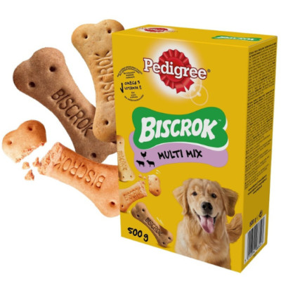 500 g Pedigree Biscrok Multi Mix knusprige Kekse Hundesnack mit Huhn Rind Lamm