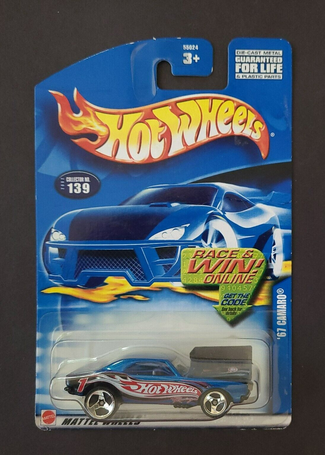 2002 Hot Wheels '67 Camaro, Blue Collector Number 139