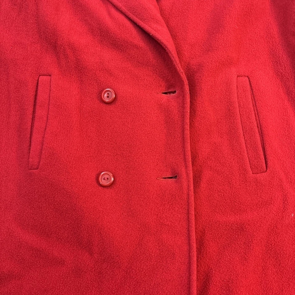 Women’s S-M Red Fleece International Scene Long Coat Made In uSA - Image 2 of 4