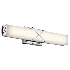 Kichler Trinsic Linear Bath 22in LED, Chrome, Satin Etched White - 45657CHLED