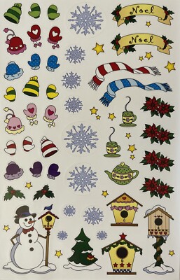 WINTERTIME IS HERE Stickers (40+pc)Snowman Snowflakes  Card Making Noel