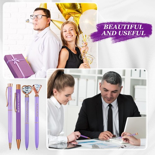 6 Pcs Inspirational Pen Set for Women Gift Diamond Pens with Crystal Motivationa - Picture 2 of 7