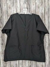 Women's Solid Black V-Neck Scrub Shirt New Without Tags