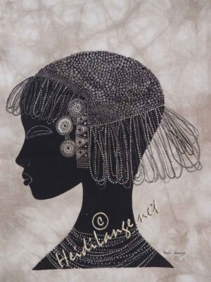 Heidi Lange East African Batik - Bushman Girl #161 - 16''x17''