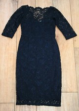 NEW&TAGS NEXT navy stretch lace evening dress SIZE 8 scalloped neckline RRP £50!