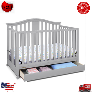 graco solano 4 in 1 convertible crib with drawer pebble gray