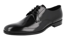 PRADA Leather Derby Dress Shoes - Polished 2EB174 Black - NEW - US 10 EU 43