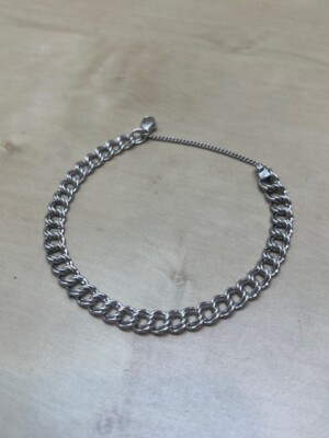 James Avery Sterling Silver MEDIUM DOUBLE CURB CHARM BRACELET 3/8