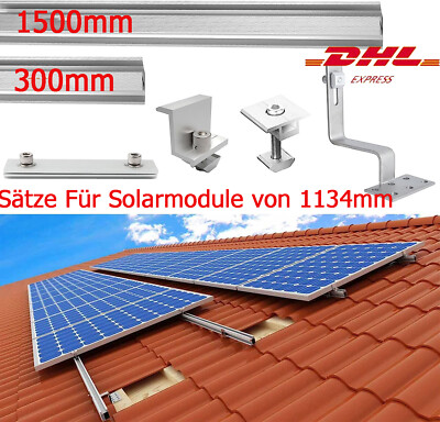 Solarpanel Halterung Alu Montageschiene Ziegeldach Dachhaken Set Für 1~12xModule