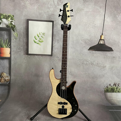 #ad Yin yang Custom Electric Bass Guitar HPL Fretboard Maple Neck Black Parts $321.00