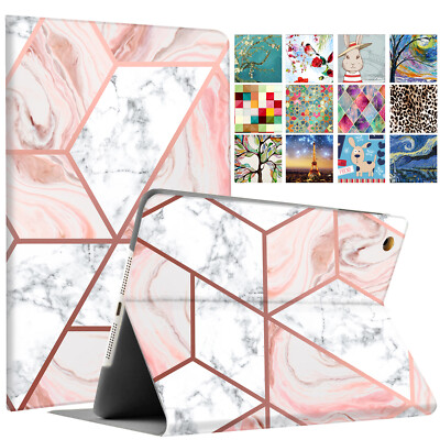 iPad Air 3 PRO 10.5 9.7 10.9 7.9 10.2 PU Leather Printed Folio Case Marble Pink