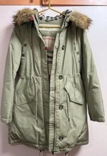 BURBERRY BRIT Olive LONG DOWN FUR HOOD PUFFER PARKA COAT Size L US M