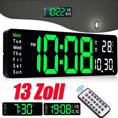 Digitaluhr LED Digital Wanduhr Uhrzeit/Datum/Temperatur Tischuhr Countdown Uhr
