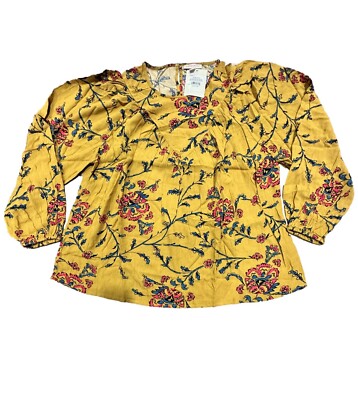 Women's Bishop Long Sleeve Blouse - Knox Rose Yellow Floral M