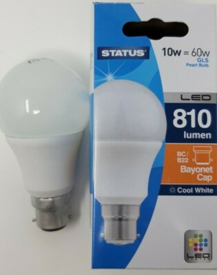 10x 9W (=60W) LED GLS Day Light Bayonet Cap BC B22 light Bulb Lamp