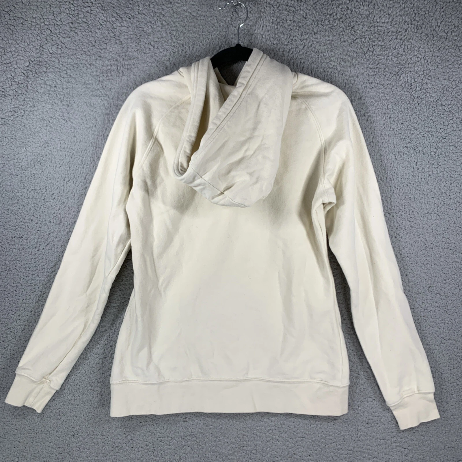 OFF WHITE Felpa con cappuccio donna North Face bianco sporco oro logo metallizzato tasca canguro piccola Y2K