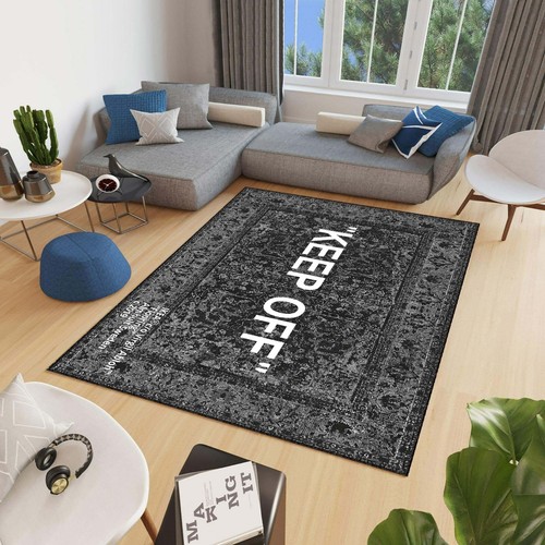 Keep Off Rug, Black and White Keep Off, Keep Off Decor Rug, Modern Art Rug - Picture 3 of 13