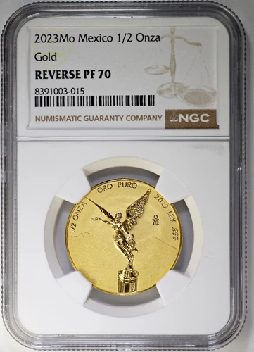2023 Mo Mexico 1/2 oz Reverse Proof Gold .999 Libertad NGC PF70 Brand New Holder