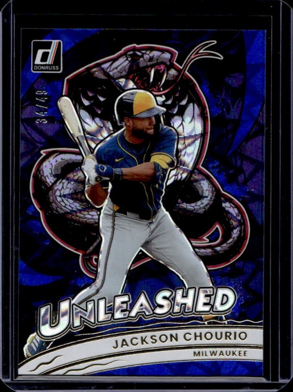 2026 Panini Donruss Jackson Chourio Unleashed Blue Xplosion #/49 Brewers