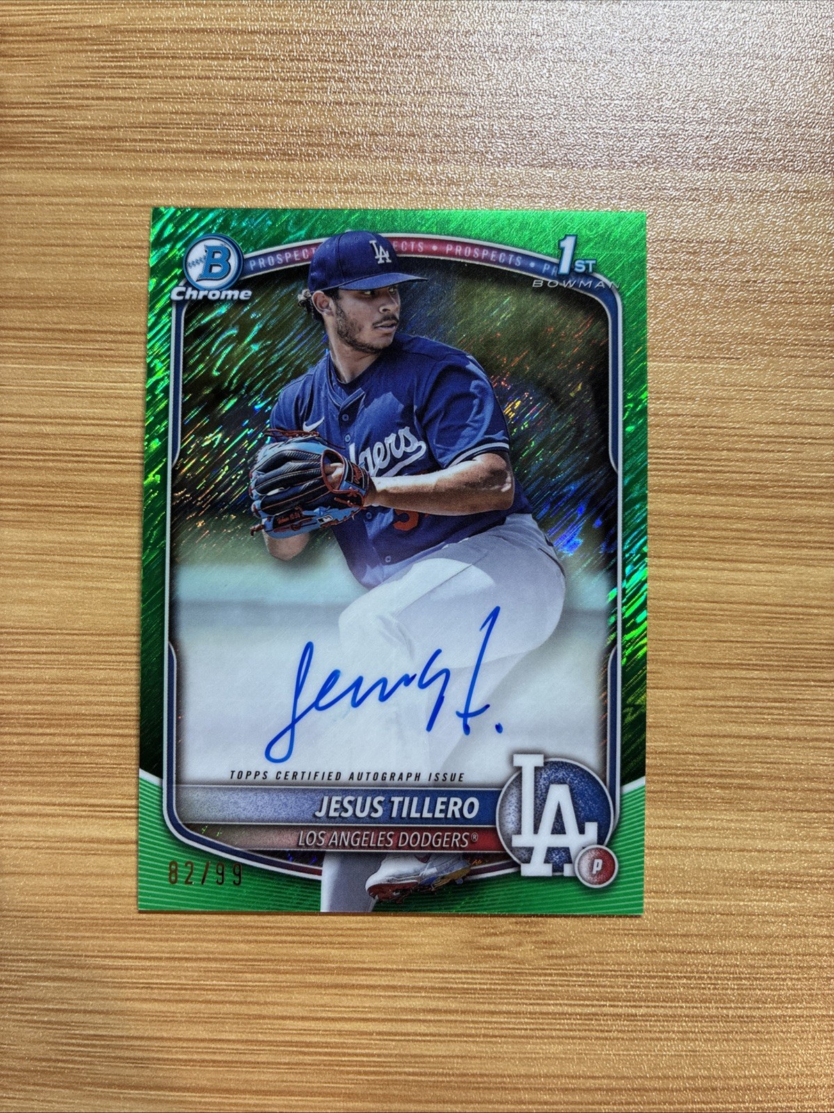 2025 Bowman Chrome #CPA-JT JESUS TILLERO 1st Bowman AUTO Green Shimmer /99